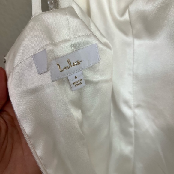 Flawed Dream Romance White Beaded Tulle Trumpet Maxi Dress - Picture 11 of 12